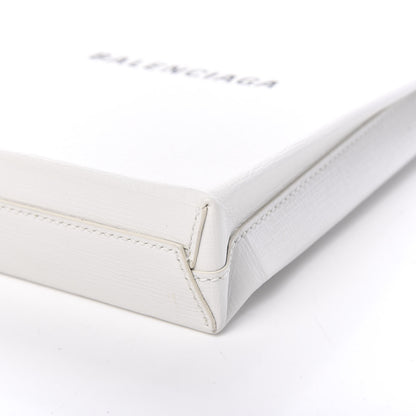 Balenciaga Squared Calfskin Logo Shopping Envelope Clutch White 10 of 10