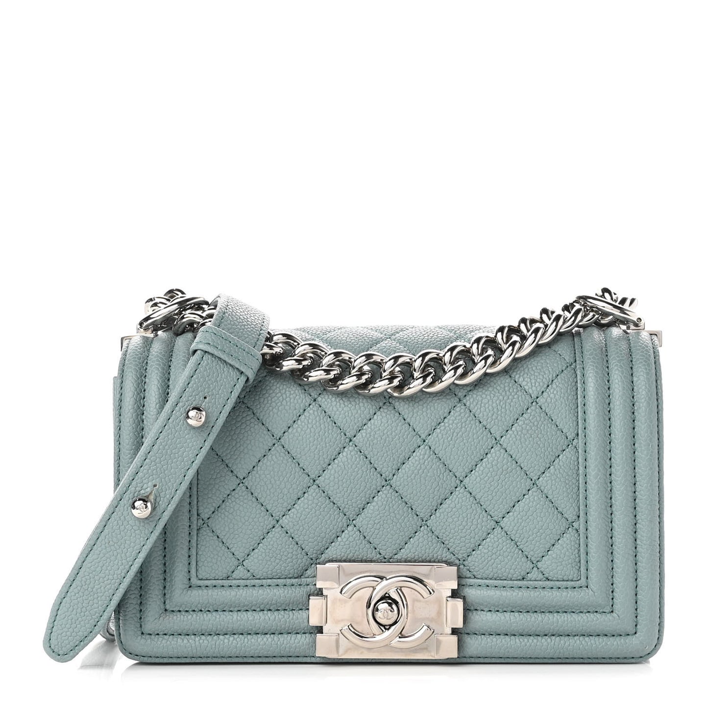 Caviar Quilted Small Boy Flap Light Blue