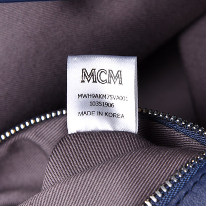 MCM Calfskin Ottomar Monogram Large Klara Hobo Navy Blue 10 of 13