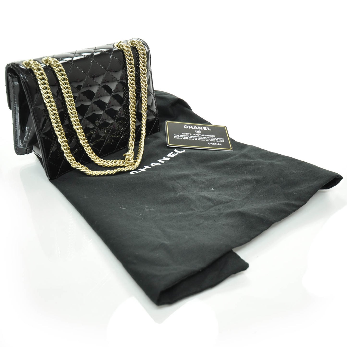 Patent Quilted Sparkle Glitter Evening Flap Black
