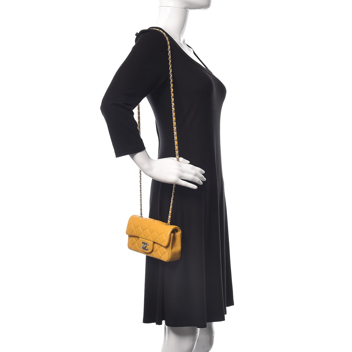 Chanel Lambskin Quilted Extra Mini Flap Yellow 2 of 13