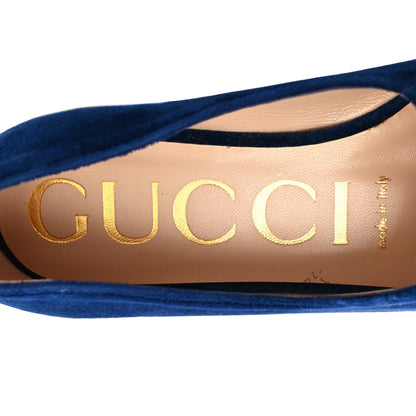 Gucci Velvet Crystal Square G Madelyn Loafers 36 Cobalt Blue 8 of 10