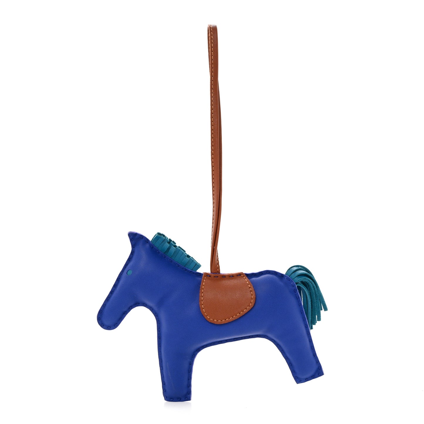 Milo Lambskin Grigri Rodeo Horse Bag Charm GM Bleu de Malte Rouge H Orange Poppy
