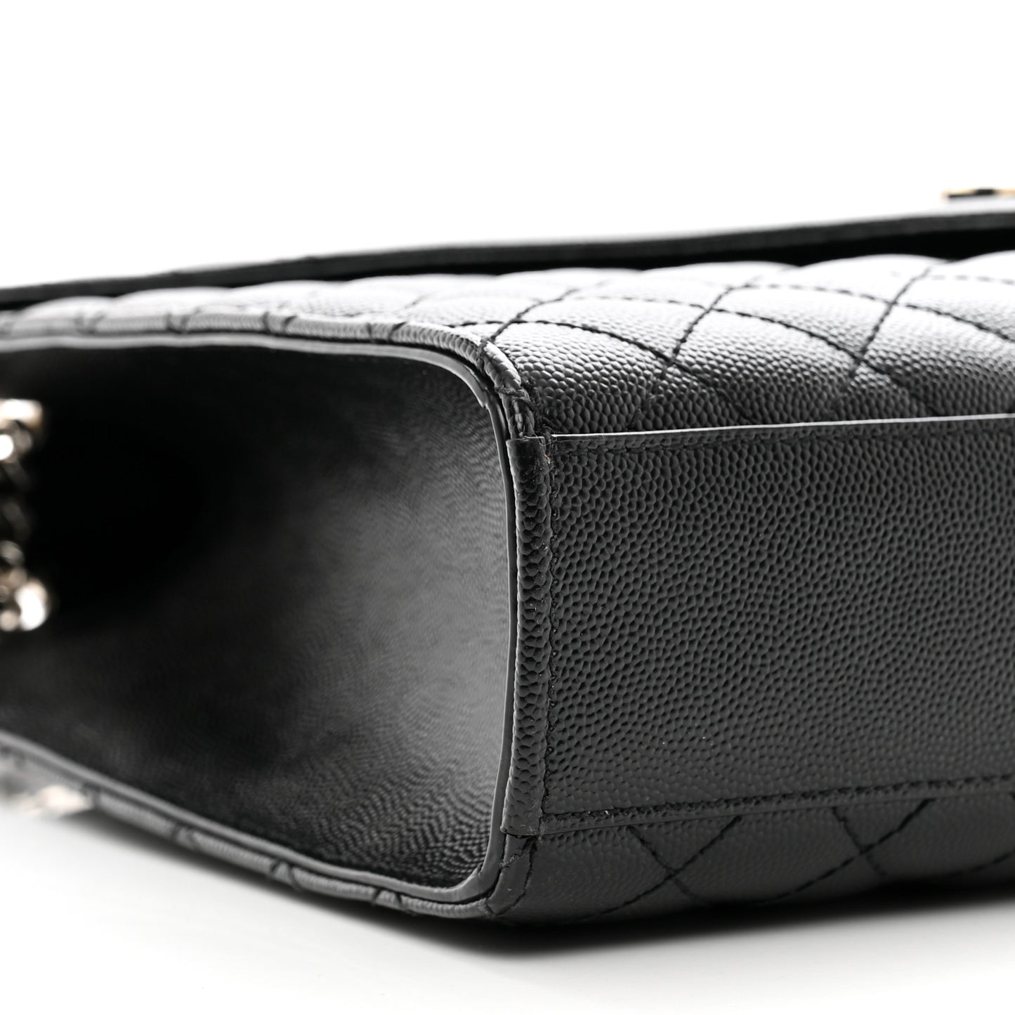 Grain De Poudre Textured Mixed Matelasse Large Triquilt Monogram Satchel Black