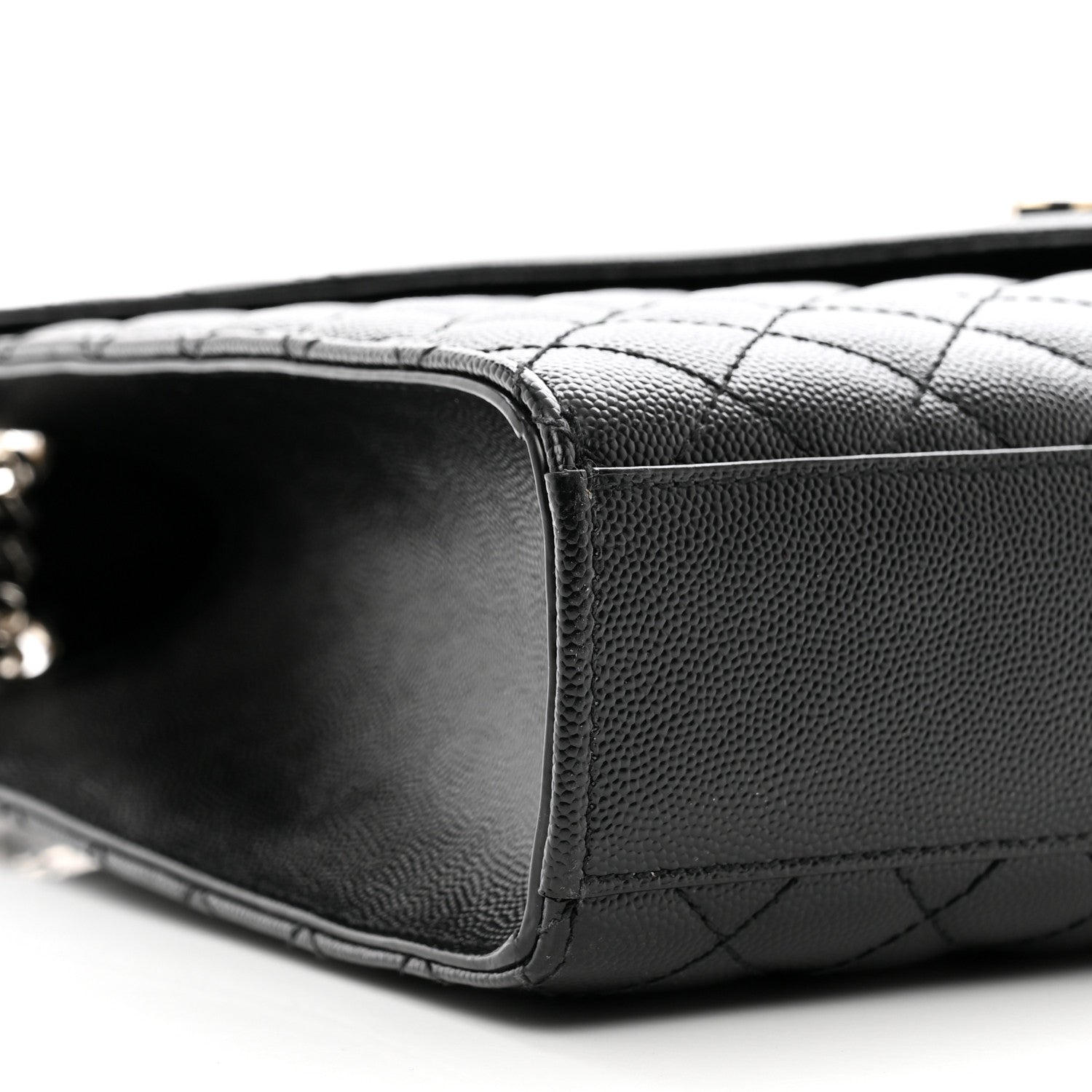 Saint Laurent Grain De Poudre Textured Mixed Matelasse Large Triquilt Monogram Satchel Black 9 of 10