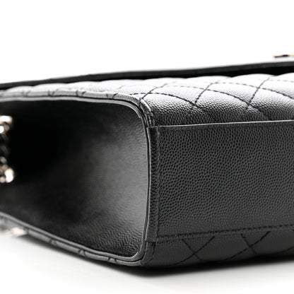 Saint Laurent Grain De Poudre Textured Mixed Matelasse Large Triquilt Monogram Satchel Black 9 of 10