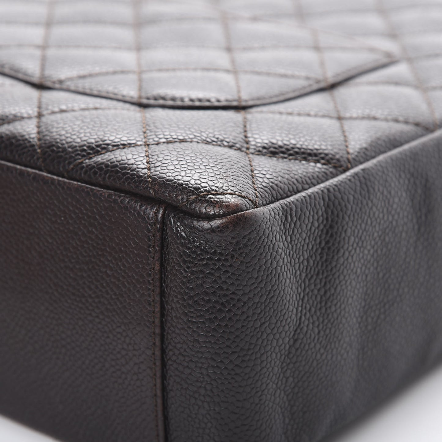 Caviar Petit Shopping Tote PST Dark Brown