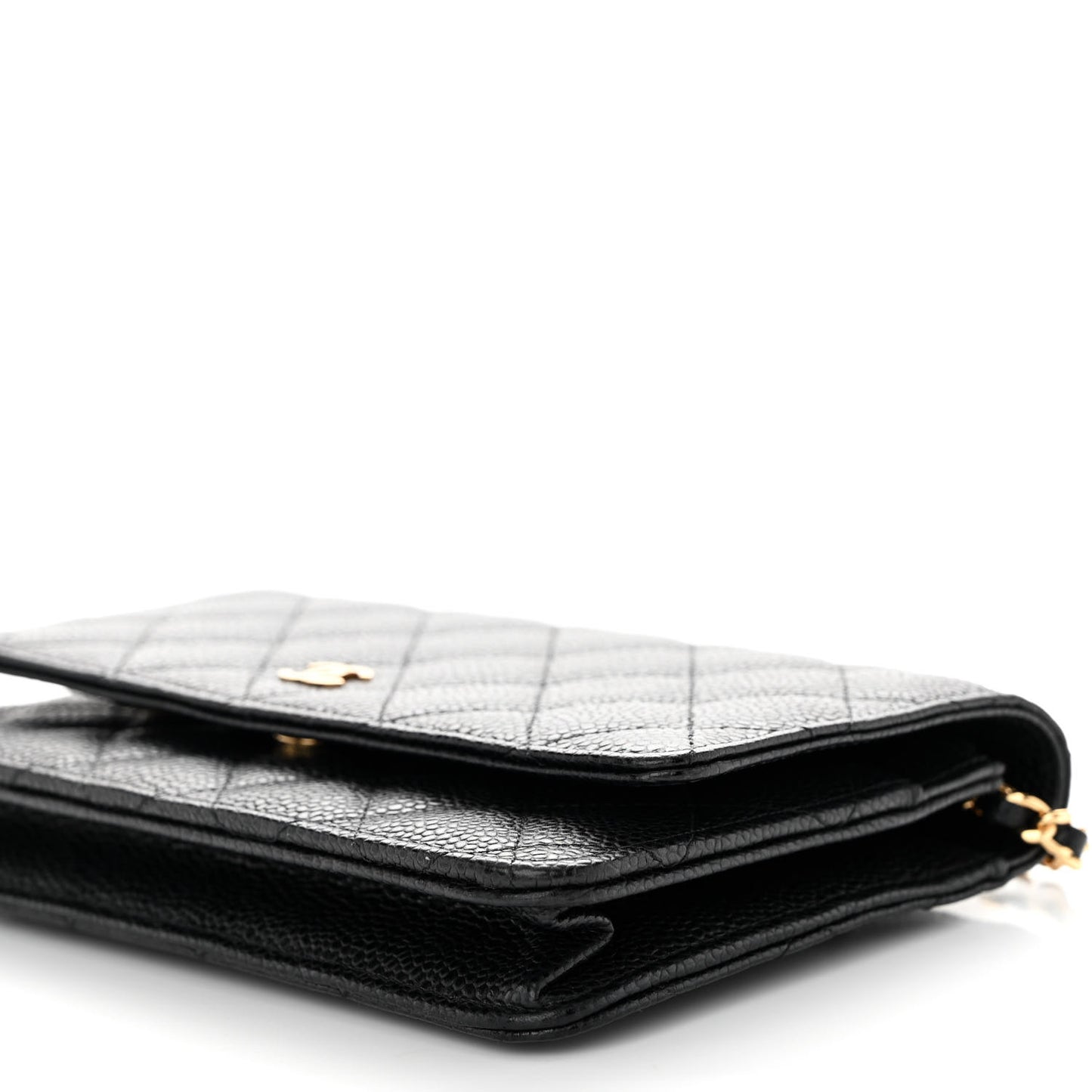 Caviar Quilted Wallet on Chain WOC Black