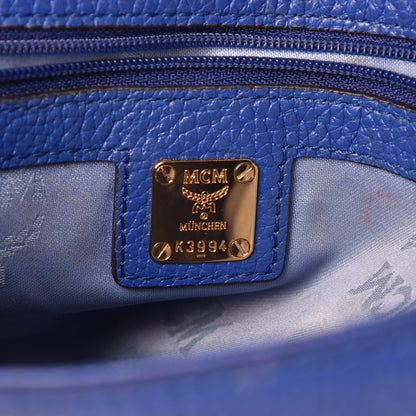MCM Calfskin Studded Shoulder Bag Blue 6 of 16