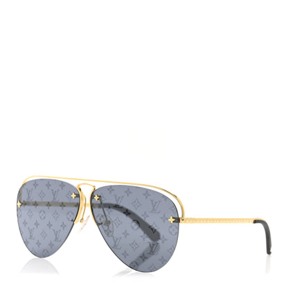 Louis Vuitton Metal Monogram Grease Sunglasses Z1172E Gold 1 of 9