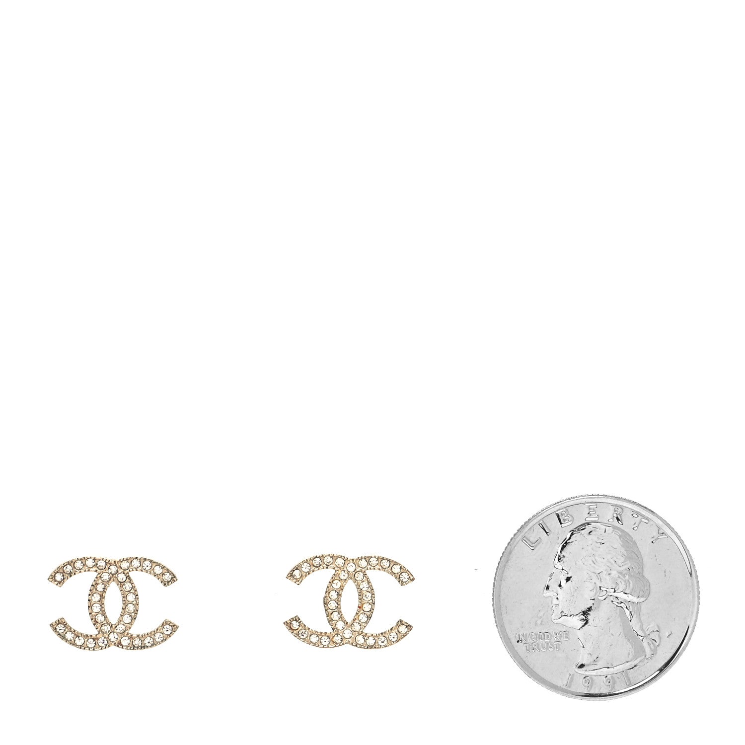 Chanel Crystal CC Earrings Gold 2 of 4