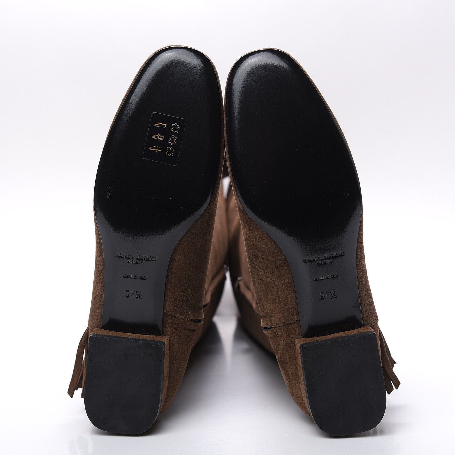 Saint Laurent Suede Goatskin BB 20 Over The Knee Fringed Boots 37.5 Coffee Brown 5 of 7