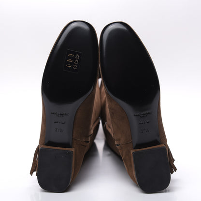 Saint Laurent Suede Goatskin BB 20 Over The Knee Fringed Boots 37.5 Coffee Brown 5 of 7