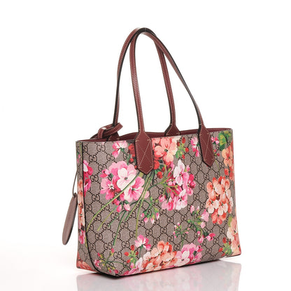 Gucci GG Supreme Monogram Blooms Small Reversible Tote Beige Multicolor Dry Rose 3 of 7