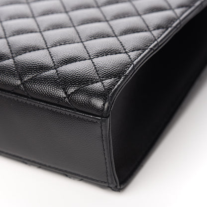 Saint Laurent Grain De Poudre Textured Mixed Matelasse Large Triquilt Monogram Monochrome Satchel Black 12 of 13