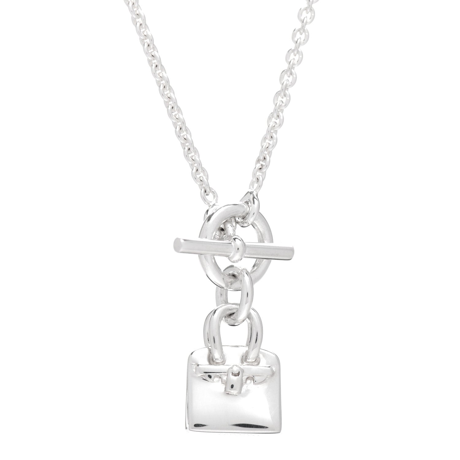Hermes Sterling Silver Kelly Charm Pendant Necklace 4 of 5