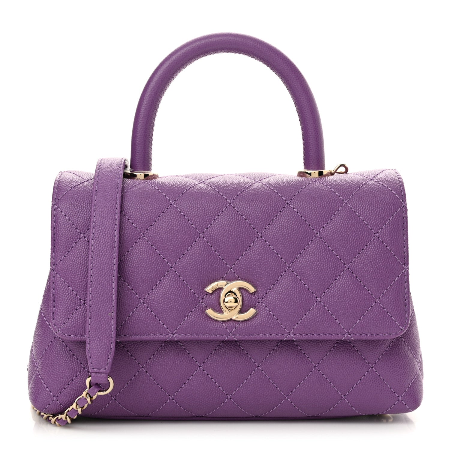 Chanel Caviar Quilted Mini Coco Handle Flap Purple 1 of 11