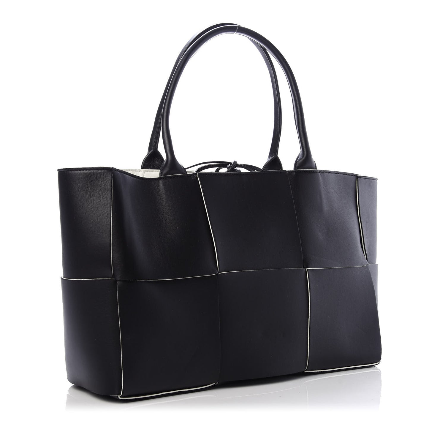 Nappa Maxi Intrecciato Arco Tote Black White