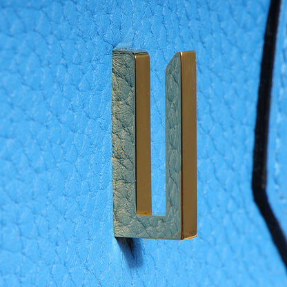 Hermes Taurillon Clemence Birkin 35 Bleu Paradis 4 of 26