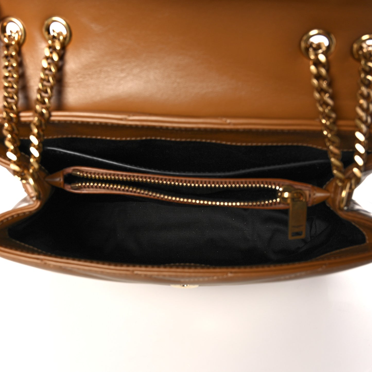 Calfskin Y Quilted Monogram Small Loulou Chain Satchel Dark Natural