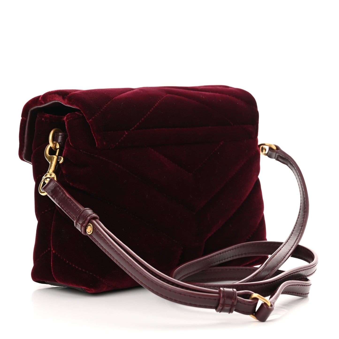 Velvet Y Quilted Monogram Toy Loulou Crossbody Bag French Burgundy