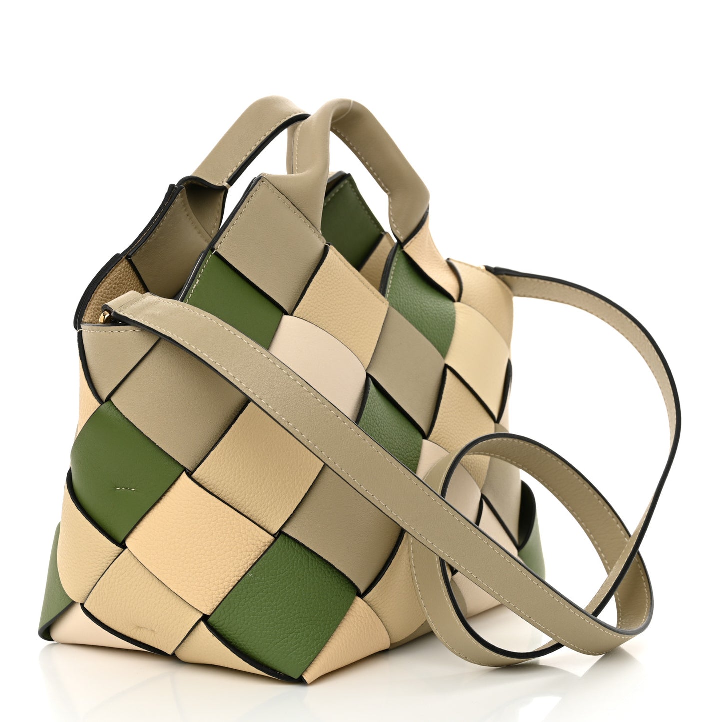 Calfskin Woven Small The Surplus Collection Basket Bag Avocado Ivory