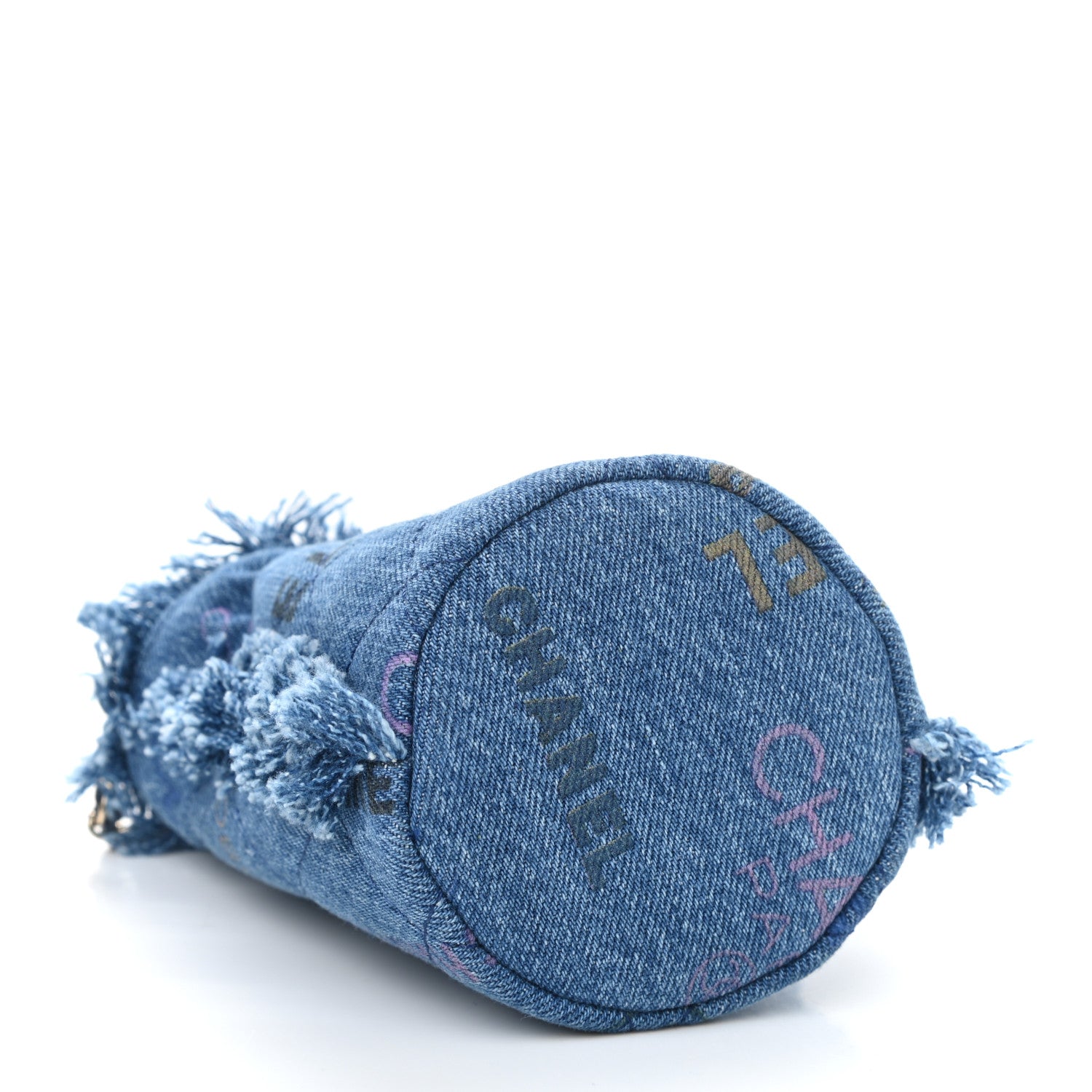 Chanel Denim Quilted Mood Mini Bucket With Chain Blue Multicolor 4 of 11
