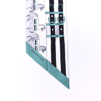 Hermes Silk Rocabar Twilly White Gris Perle Menthe 3 of 3