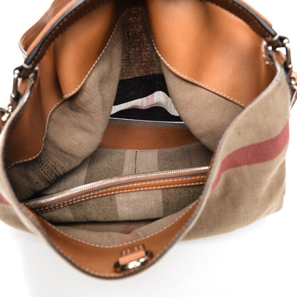 Burberry Canvas Mega Check Medium Ashby Hobo Saddle Brown 6 of 7