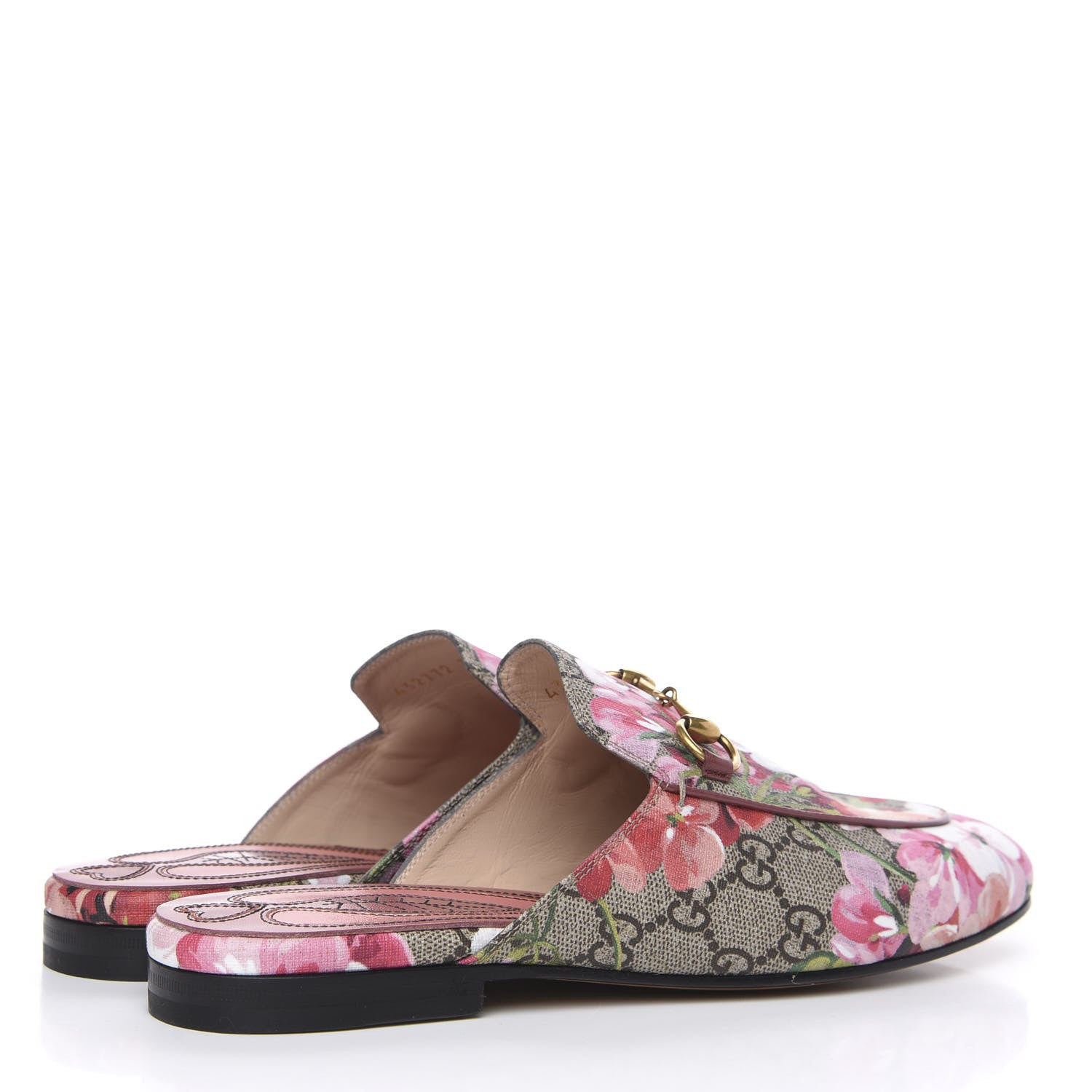 Gucci GG Supreme Monogram Blooms Womens Princetown Slippers 37 Beige Multicolor Dry Rose 4 of 9