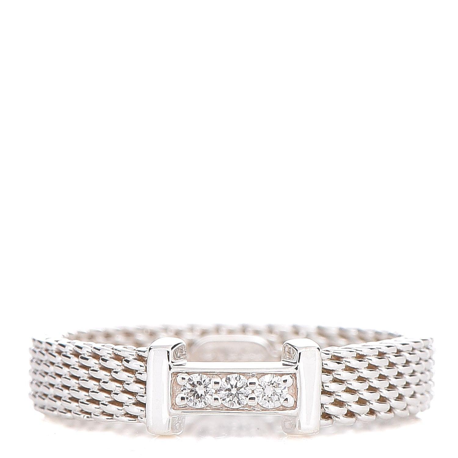 Tiffany Sterling Silver Diamond Narrow Somerset Ring 48 4.5 1 of 4