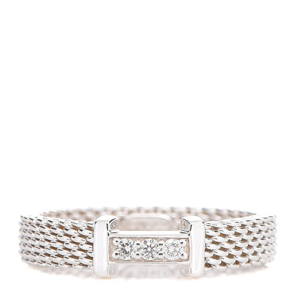 Tiffany Sterling Silver Diamond Narrow Somerset Ring 48 4.5 1 of 4