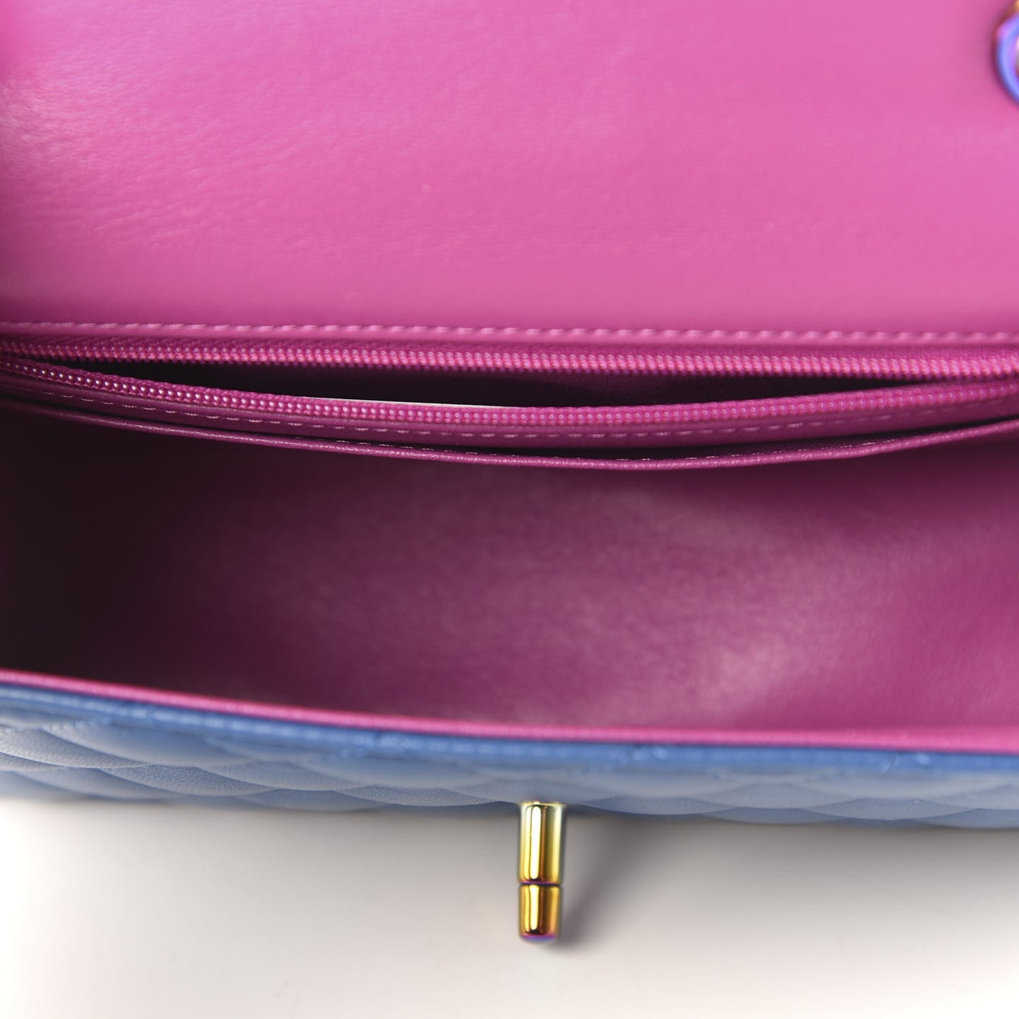 Lambskin Quilted Mini Rectangular Flap Blue Purple