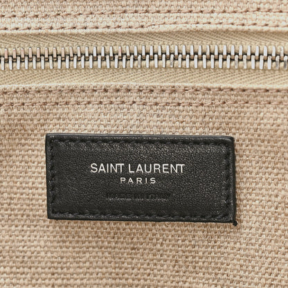 Saint Laurent Linen Calfskin Rive Gauche Tote Optic White 6 of 8