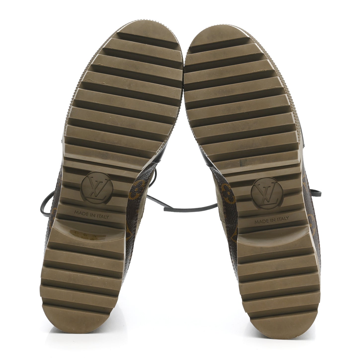 Suede Calfskin Monogram Laureate Platform Desert Boots 38.5 Taupe
