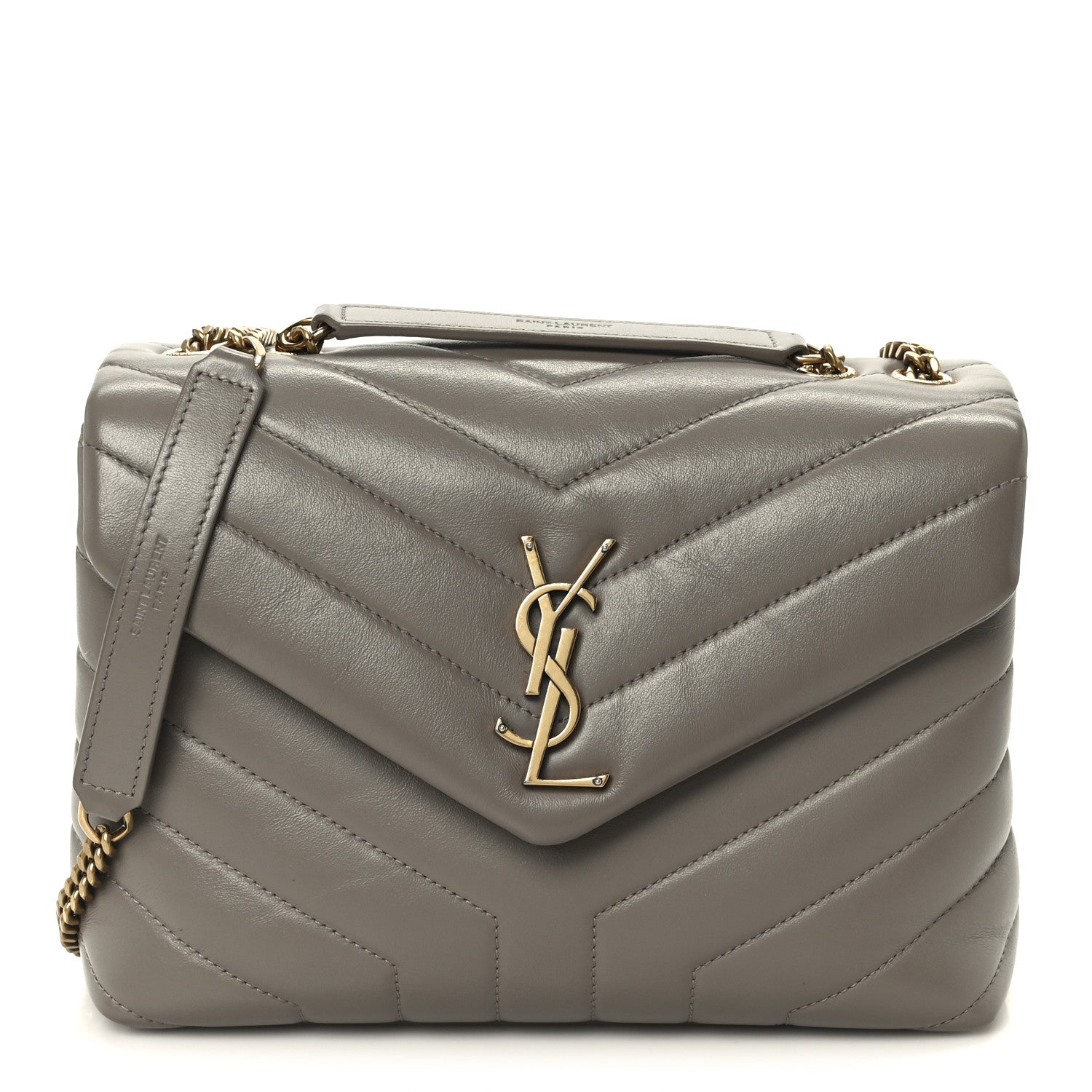 Saint Laurent Calfskin Y Quilted Monogram Small Loulou Chain Satchel Taupe 1 of 11