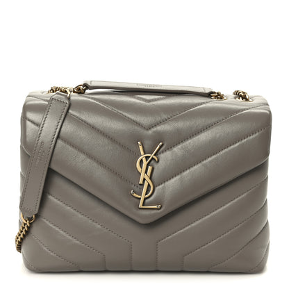 Saint Laurent Calfskin Y Quilted Monogram Small Loulou Chain Satchel Taupe 1 of 11