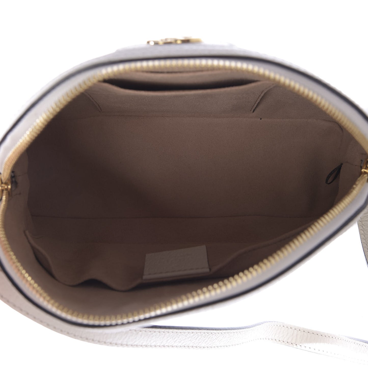 Textured Dollar Calfskin Web Small Ophidia Dome Shoulder Bag Mystic White