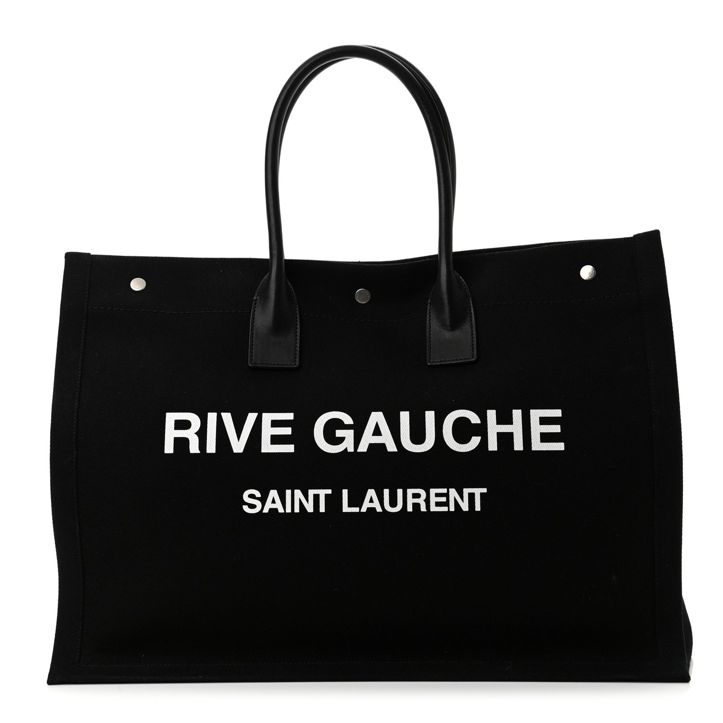 Linen Calfskin Rive Gauche Tote Black