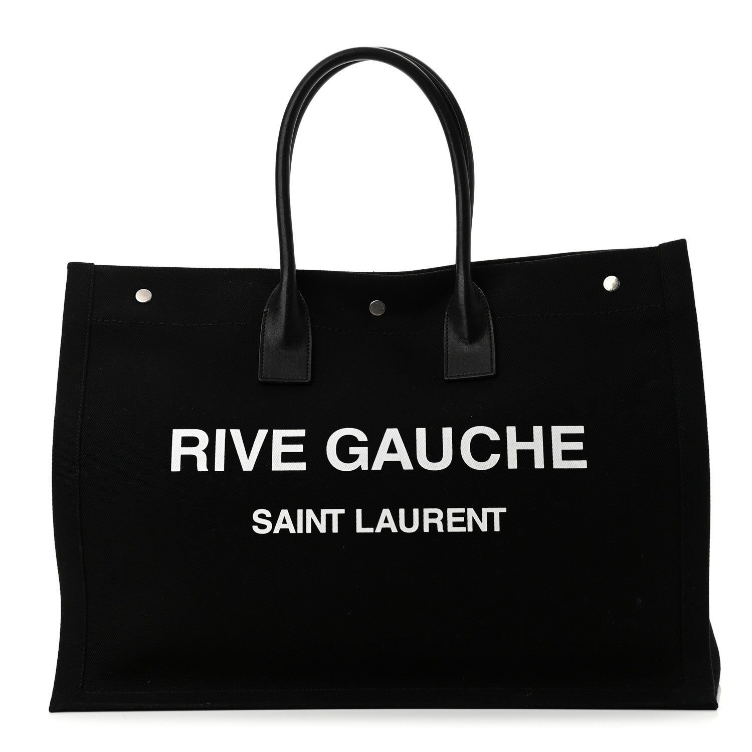 Saint Laurent Linen Calfskin Rive Gauche Tote Black 1 of 10