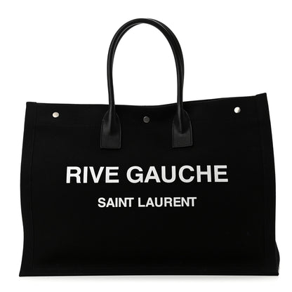 Saint Laurent Linen Calfskin Rive Gauche Tote Black 1 of 10
