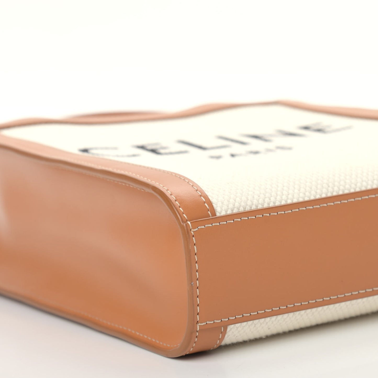 Canvas Calfskin Mini Vertical Cabas Natural Tan