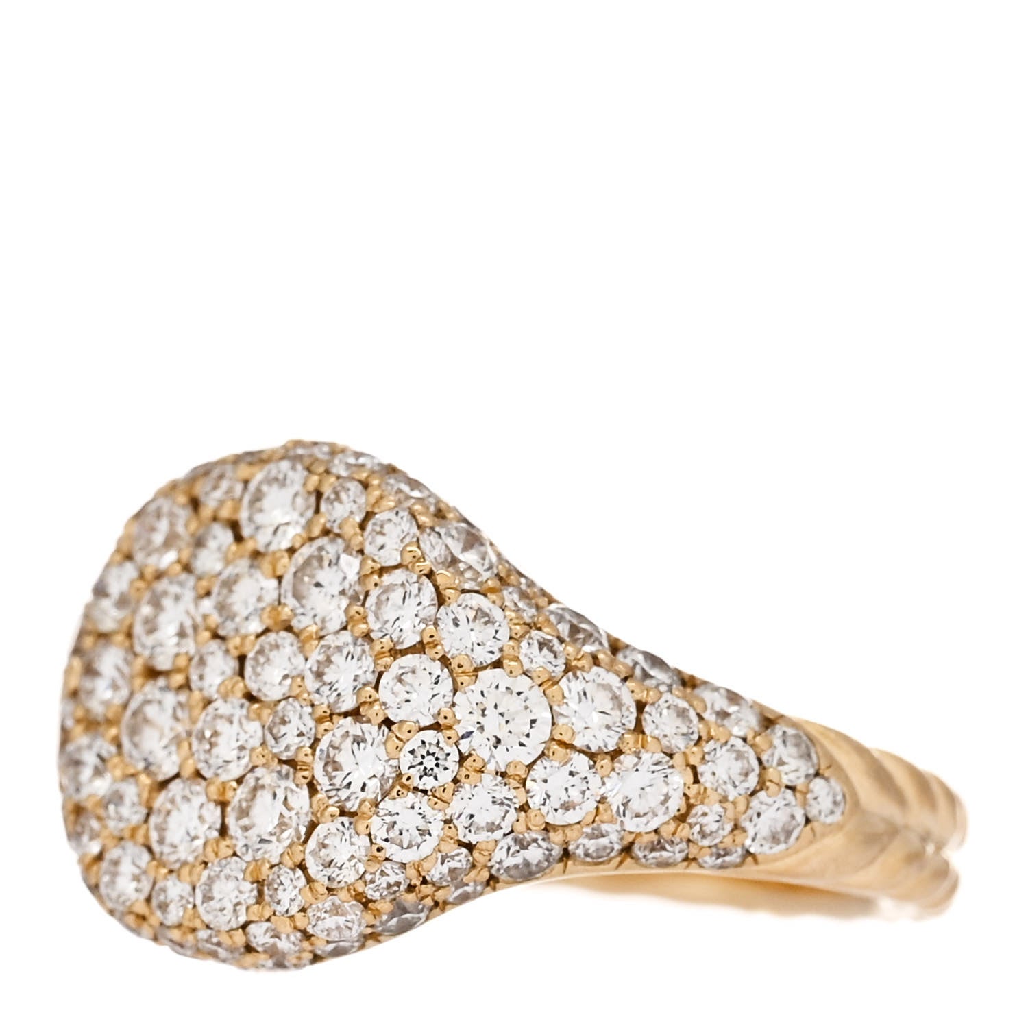 David Yurman 18K Yellow Gold Diamond Petite Pave Chevron Pinky Ring 42 2.25 3 of 6