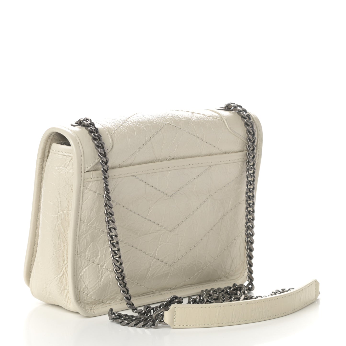 Crinkled Calfskin Matelasse Monogram Niki Chain Wallet Crema Soft
