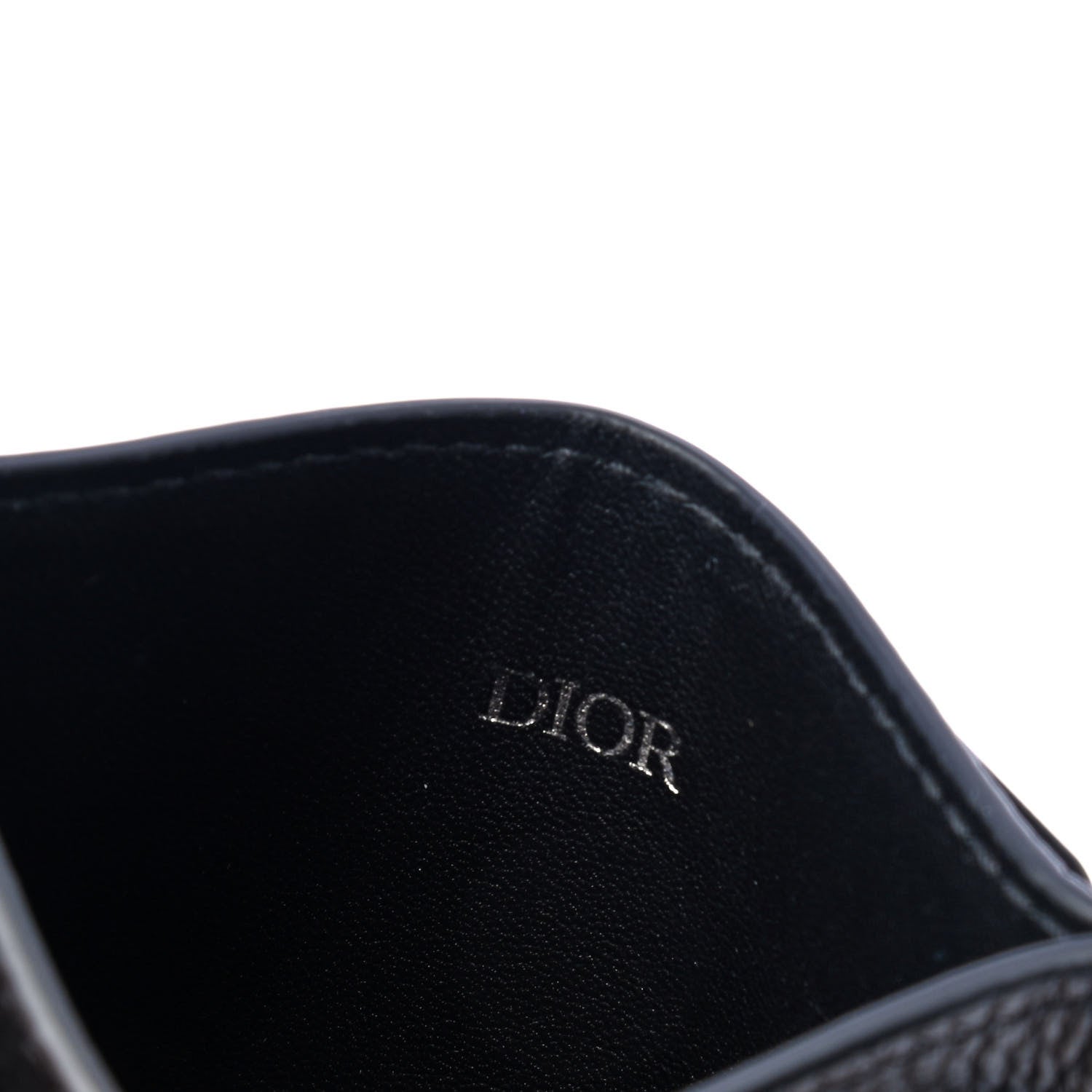 Christian Dior Grained Calfskin Oblique Card Holder Black 4 of 4