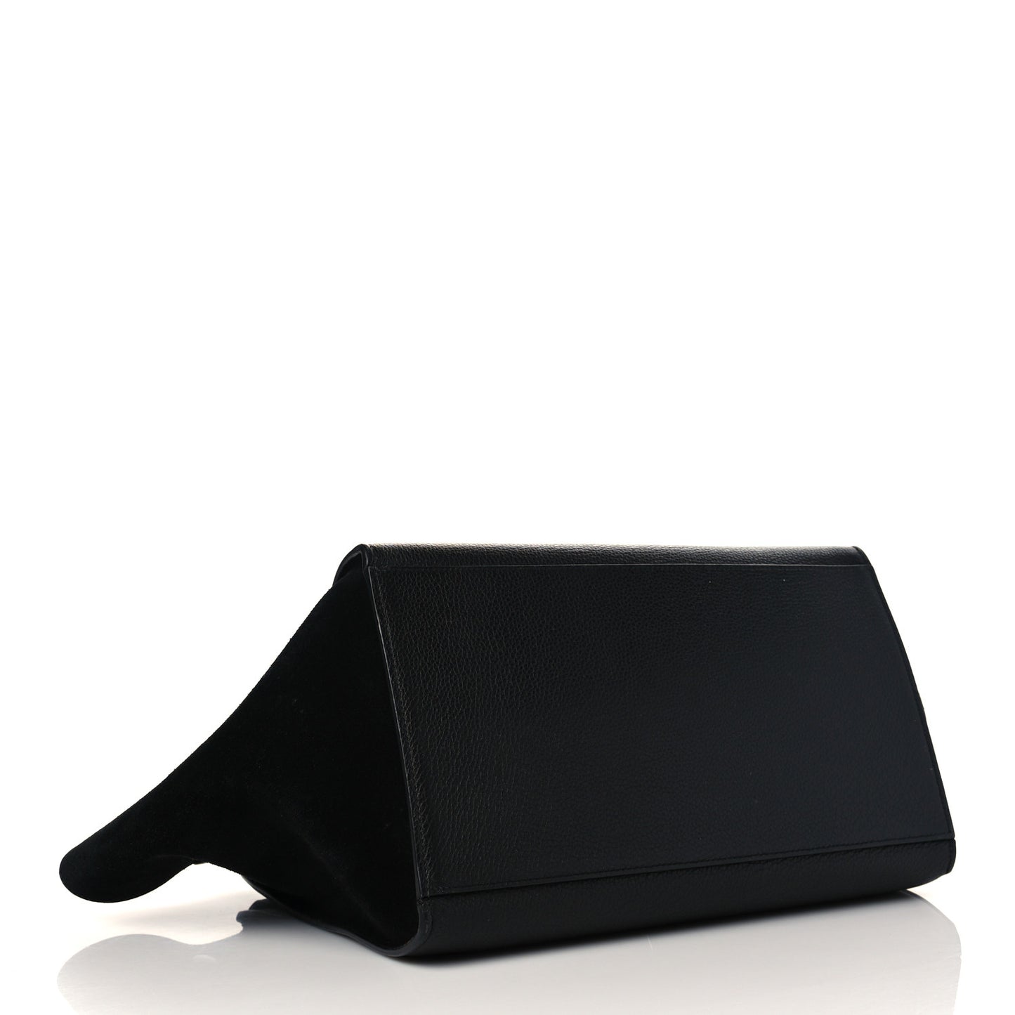 Drummed Calfskin Suede Medium Trapeze Black