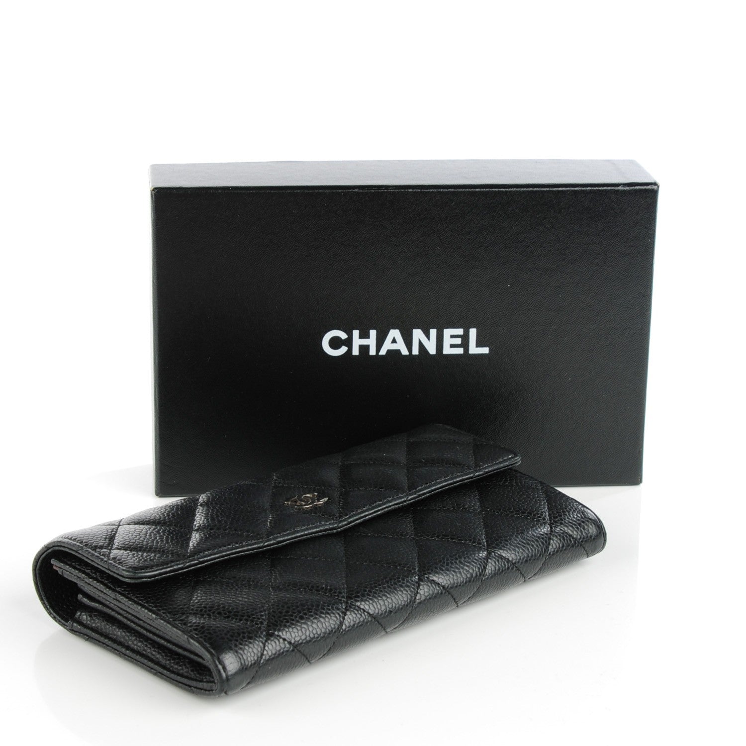 Chanel Caviar Quilted Large Gusset Flap Wallet Black 4 of 8