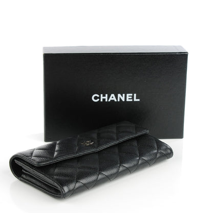 Chanel Caviar Quilted Large Gusset Flap Wallet Black 4 of 8