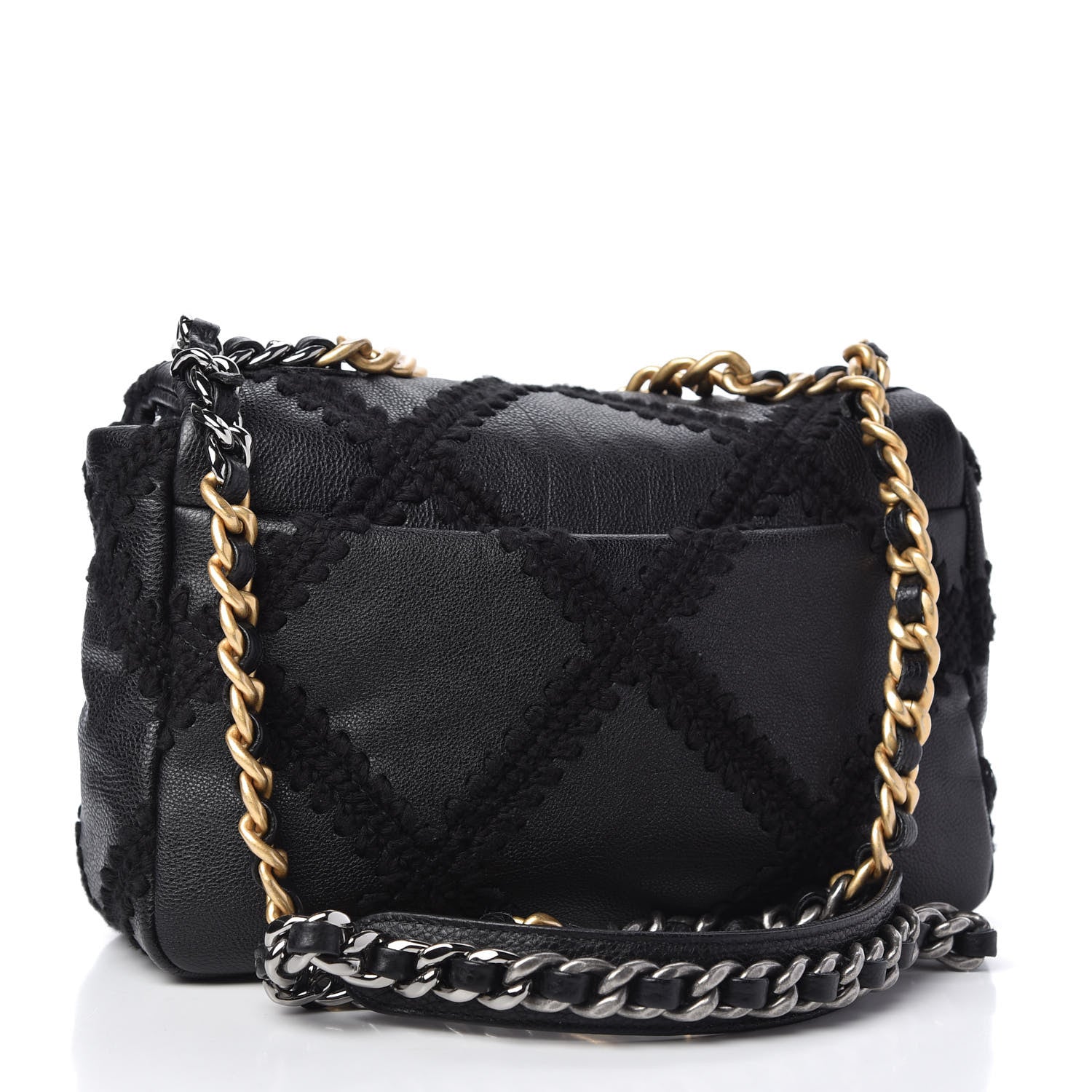 Chanel Calfskin Crochet Medium Chanel 19 Flap Black 3 of 11
