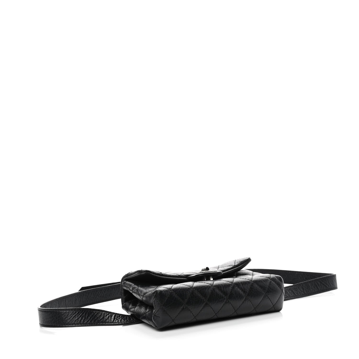 Chanel Calfskin Quilted 2.55 Reissue Flap Belt Bag Clutch Black 3 of 4